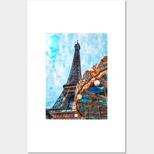 Eiffel Tower Vintage Carousel. For Eiffel Tower & Paris Lovers. Posters and Art